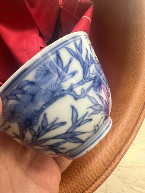 古玩陶瓷青花歲寒三友圖仰鐘杯拍賣,當前價格12000元