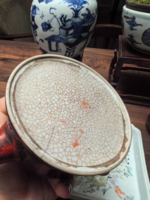 古玩陶瓷晚清民國郎紅釉茶壺拍賣,當前價格1500元