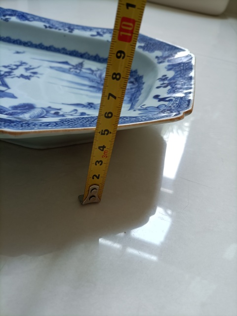 古玩陶瓷青花亭臺樓閣山水紋方盤拍賣,當前價格3200元