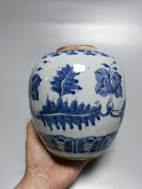 古玩陶瓷康熙·青花花卉紋罐真品鑒賞圖