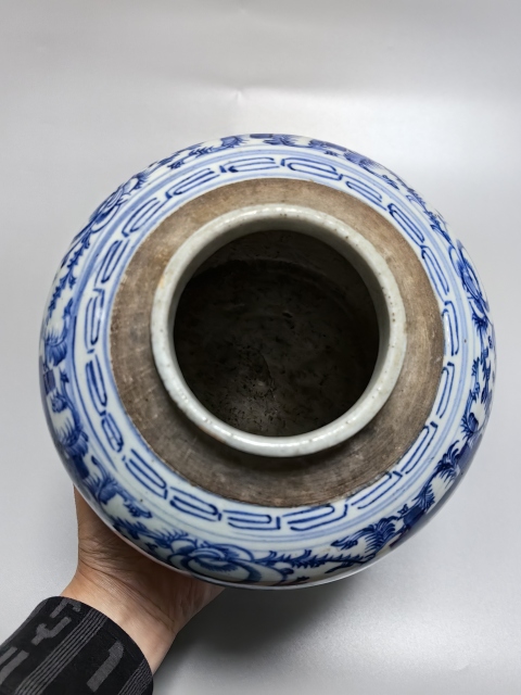 古玩陶瓷清-道咸，纏枝花囍字紋青花蓋罐拍賣，當前價格900元