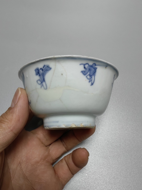 古玩陶瓷明晚期-嬰戲紋青花小碗拍賣,當前價格288元