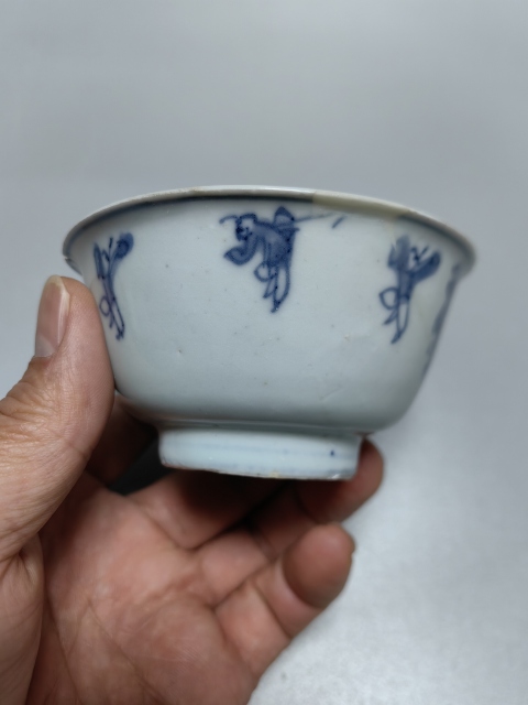 古玩陶瓷明晚期-嬰戲紋青花小碗拍賣,當前價格288元