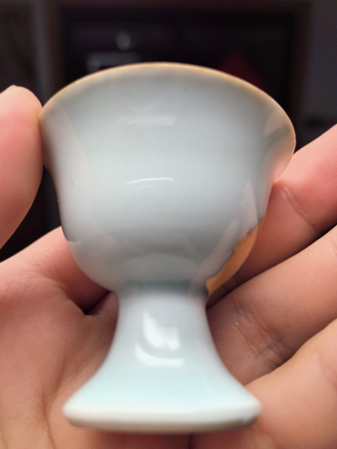 古玩陶瓷康熙粉青釉高足杯拍賣(mài)，當(dāng)前價(jià)格4000元