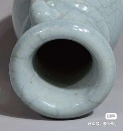古玩陶瓷清中晚期青哥釉太平有象魚口瓶拍賣，當前價格12800元