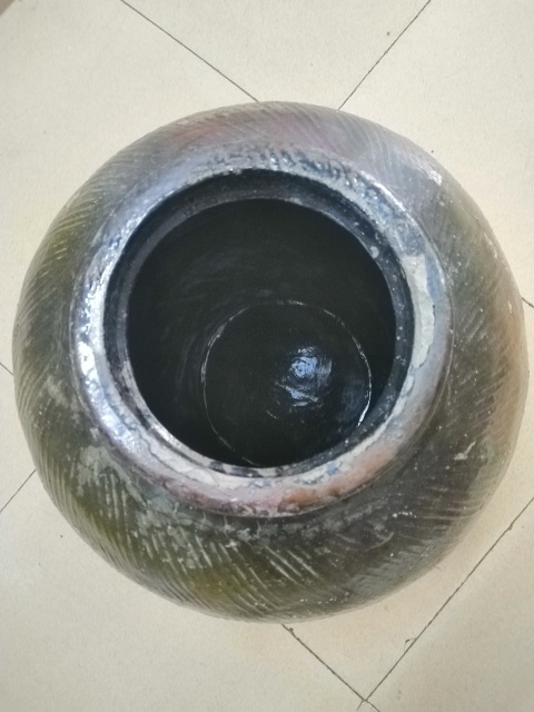 古玩陶瓷褐釉繩紋大罐拍賣，當前價格480元