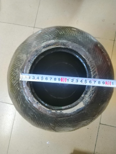 古玩陶瓷褐釉繩紋大罐拍賣，當前價格480元