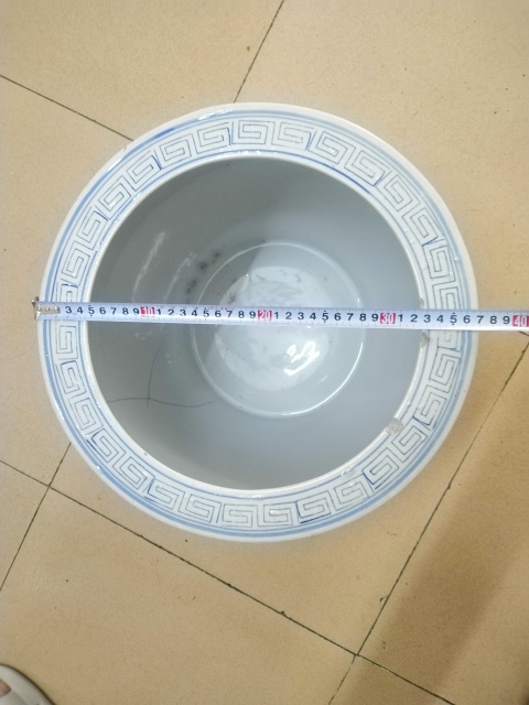 古玩陶瓷青花纏枝花卉紋卷缸拍賣，當前價格360元