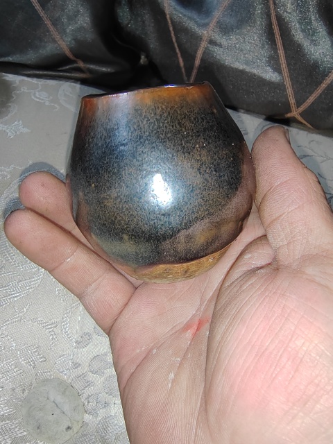 古玩陶瓷磁州窯窯變黑釉雞心罐拍賣，當前價格4200元