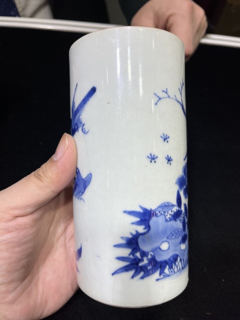 古玩陶瓷清.順治青花花鳥紋文房筆筒拍賣,當前價格85000元