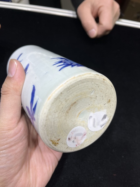 古玩陶瓷清.順治青花花鳥紋文房筆筒拍賣,當前價格85000元