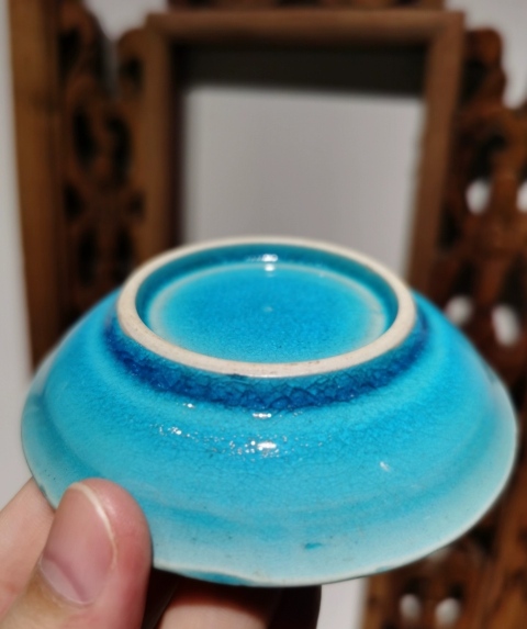 古玩陶瓷孔雀藍釉雙盤拍賣,當前價格2000元
