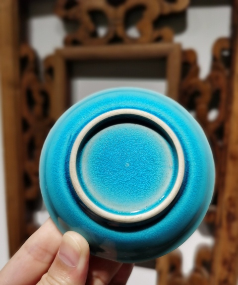 古玩陶瓷孔雀藍釉雙盤拍賣,當前價格2000元