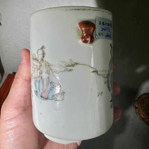古玩陶瓷庫(kù)出 同治 細(xì)路粉彩騎獅童子蓋缸拍賣,當(dāng)前價(jià)格2680元