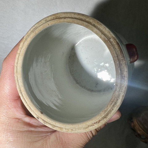 古玩陶瓷庫(kù)出 同治 細(xì)路粉彩騎獅童子蓋缸拍賣,當(dāng)前價(jià)格2680元