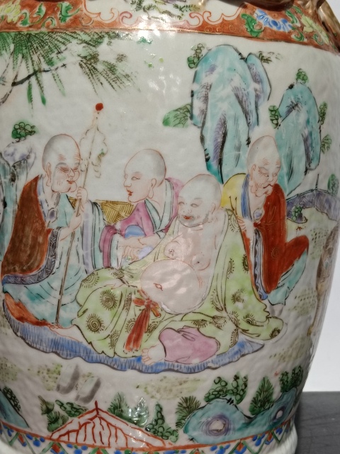 古玩陶瓷清道光-咸豐廣彩十八羅漢圖瓶拍賣，當(dāng)前價(jià)格25680元