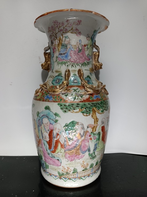 古玩陶瓷清道光-咸豐廣彩十八羅漢圖瓶拍賣，當(dāng)前價(jià)格25680元