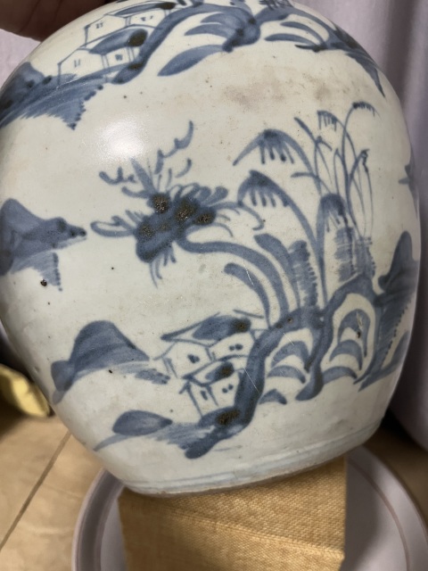 古玩陶瓷清早期青花山水人物紋蓋罐拍賣，當前價格1888元