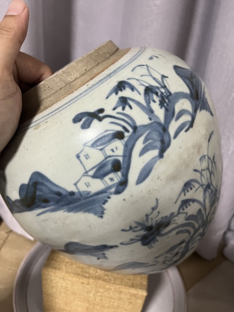 古玩陶瓷清早期青花山水人物紋蓋罐拍賣，當前價格1888元