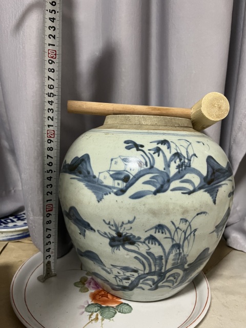 古玩陶瓷清早期青花山水人物紋蓋罐拍賣，當前價格1888元