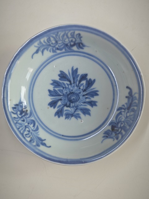古玩陶瓷明空白期青花瓜果花卉紋盤(pán)拍賣(mài),當(dāng)前價(jià)格6543元