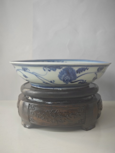 古玩陶瓷明空白期青花瓜果花卉紋盤(pán)拍賣(mài),當(dāng)前價(jià)格6543元