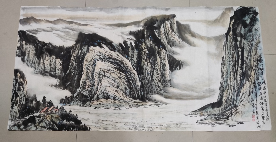 古玩字畫河南名家謝英慧 夔門雄峰拍賣,當(dāng)前價格388元