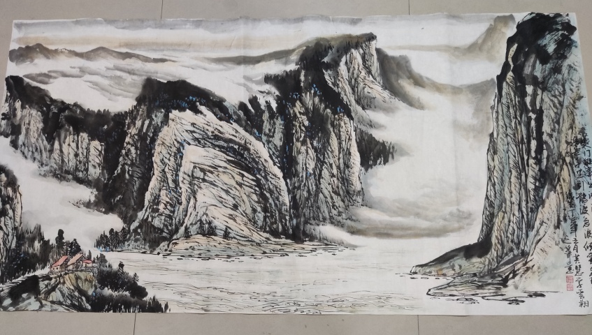 古玩字畫河南名家謝英慧 夔門雄峰拍賣,當(dāng)前價格388元