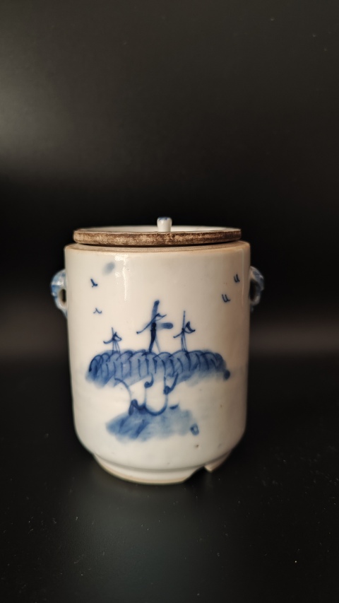 古玩陶瓷清晚期青花山水高士圖蓋盅拍賣,當(dāng)前價(jià)格780元
