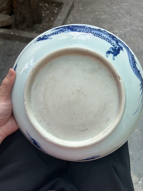 古玩陶瓷雍正過墻龍紋盤拍賣,當前價格6500元