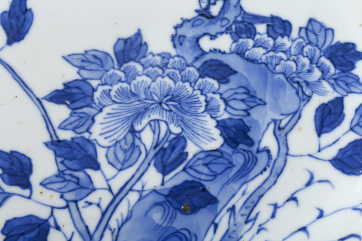 古玩陶瓷清末民初·青花富貴白頭圖盤拍賣,當前價格1668元
