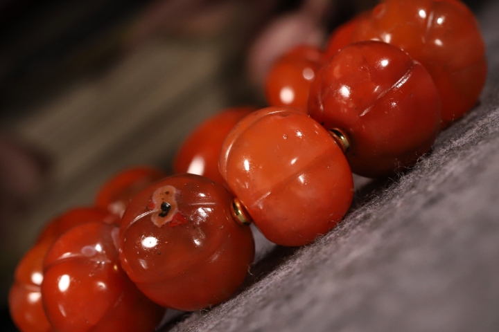 古玩玉器超大尺寸精品天然“南紅瑪瑙”瓜珠手串拍賣，當前價格6800元