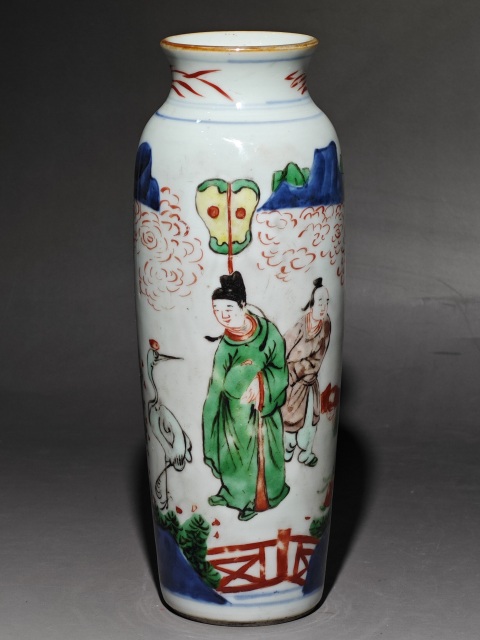 中国美術 青花 人物紋 瓶 高27cm 康熙年製 款 (HA369) 中国美術 青花 人物紋 瓶 高27cm 康熙年製 款 (HA369)オンラ