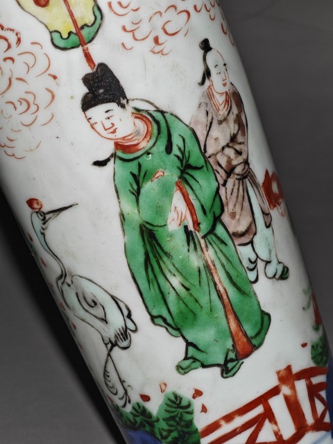 中国美術 青花 人物紋 瓶 高27cm 康熙年製 款 (HA369) 中国美術 青花 人物紋 瓶 高27cm 康熙年製 款 (HA369)オンラ