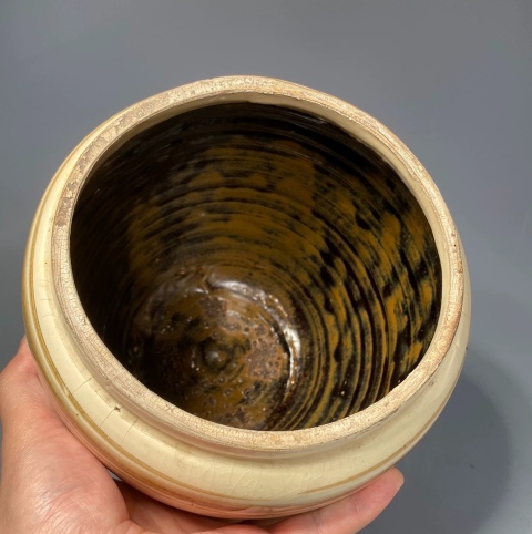 古玩陶瓷白地黑花福字罐拍賣，當(dāng)前價(jià)格1500元