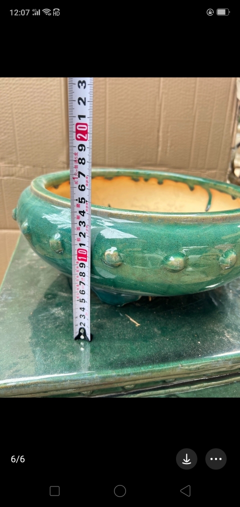 古玩陶瓷綠釉鼓釘紋花盆拍賣,當前價格1265元