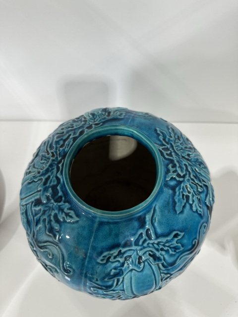 古玩陶瓷孔雀藍釉蓋罐拍賣，當前價格8888元