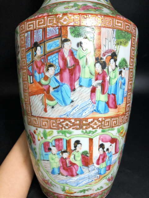 古玩陶瓷廣彩暗八仙夔龍紋描金開窗西廂記人物故事軟棒槌瓶拍賣,當前價格9000元