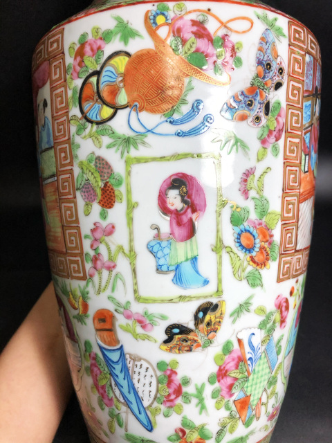 古玩陶瓷廣彩暗八仙夔龍紋描金開窗西廂記人物故事軟棒槌瓶拍賣,當前價格9000元
