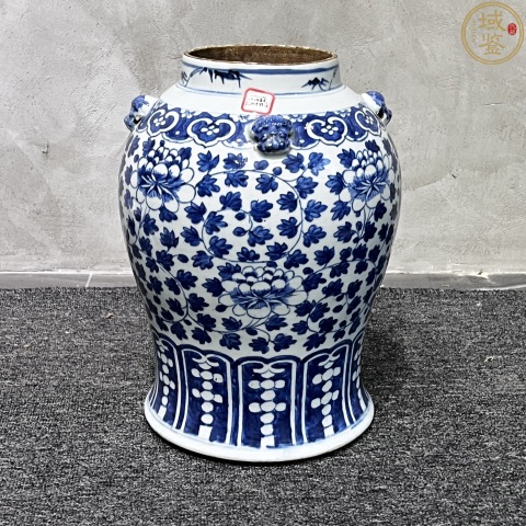 古玩陶瓷清中晚期青花纏枝蓮紋將軍罐拍賣,當(dāng)前價(jià)格3400元