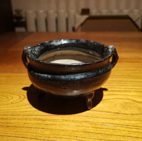 古玩陶瓷元末明初黑釉雙耳三足爐拍賣，當前價格299元