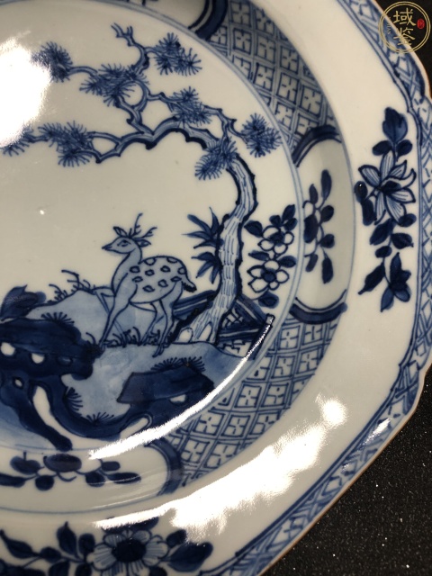 古玩陶瓷清康熙?青花鹿鶴同春圖八方盤(帶保真卡)拍賣,當(dāng)前價格1500元