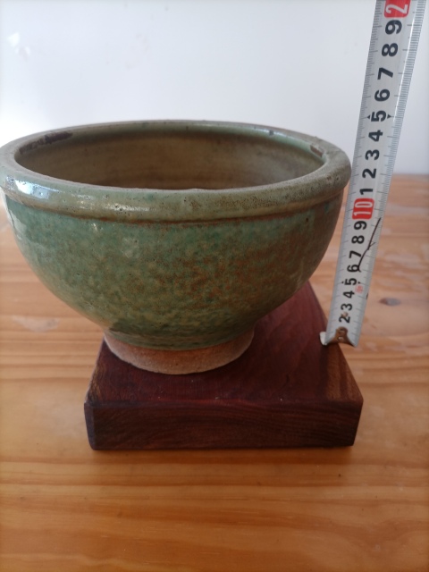 古玩陶瓷清.大口徑20窯變綠釉唇湯盆799拍賣，當前價格799元