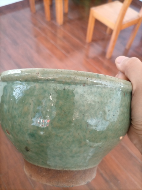 古玩陶瓷清.大口徑20窯變綠釉唇湯盆799拍賣，當前價格799元