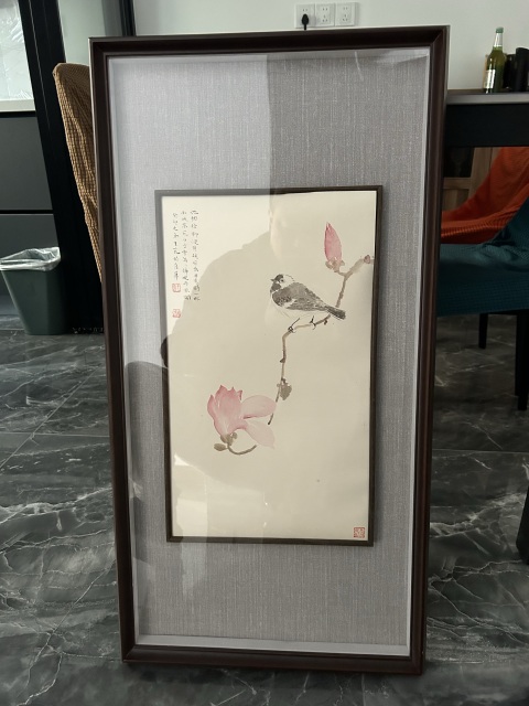 古玩字畫王克《花鳥圖》帶框包郵拍賣，當前價格980元