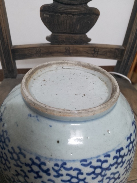 古玩陶瓷清三代青花鳳眼蓋缸拍賣，當前價格2000元