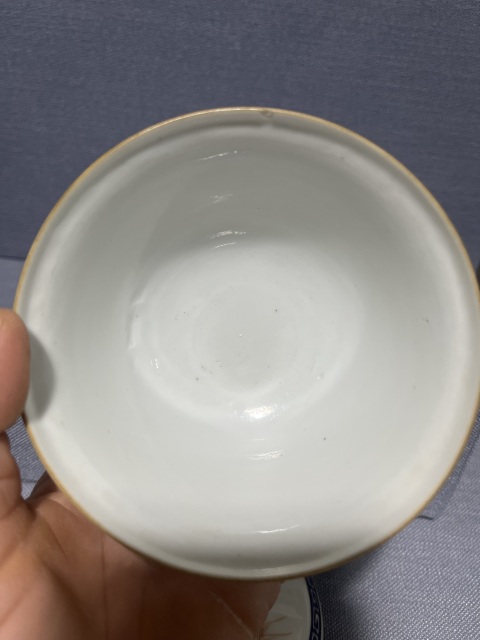 古玩陶瓷礬紅藍彩獅紋蓋碗拍賣，當前價格5500元