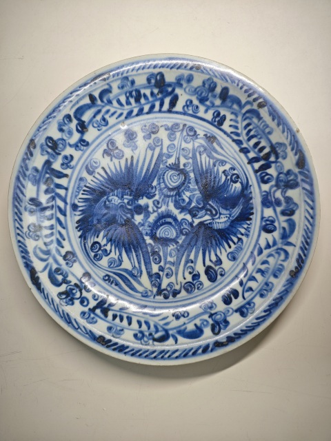 古玩陶瓷明空白期·青花鸞鳳和鳴紋盤拍賣,當前價格9999元