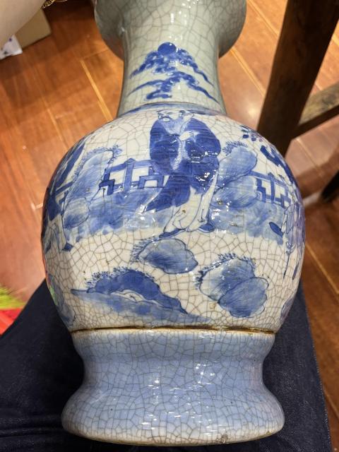 古玩陶瓷哥釉地鐵銹釉青花瓶拍賣，當前價格9500元