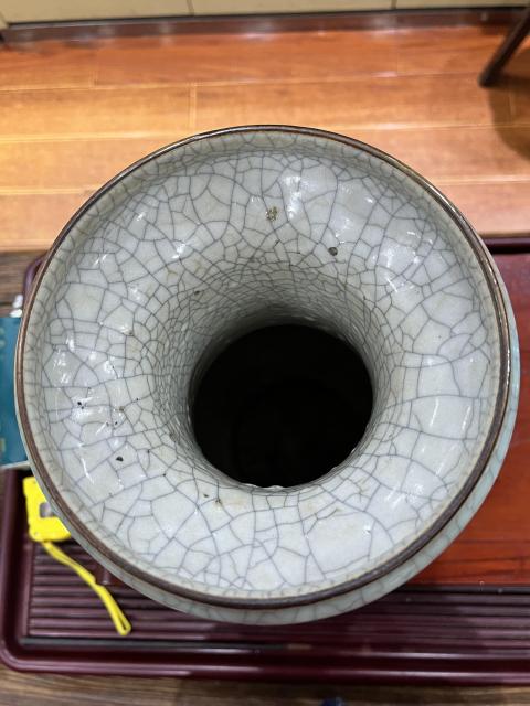 古玩陶瓷哥釉地鐵銹釉青花瓶拍賣，當前價格9500元